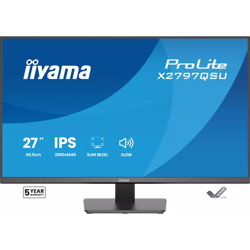 Datora monitors IIYAMA ProLite X2797QSU-B1 27 collas (68,6 cm) 2560×1440 IPS LED matēts, 1 ms, USB 3.2 centrmezgls, skaļruņi, VESA