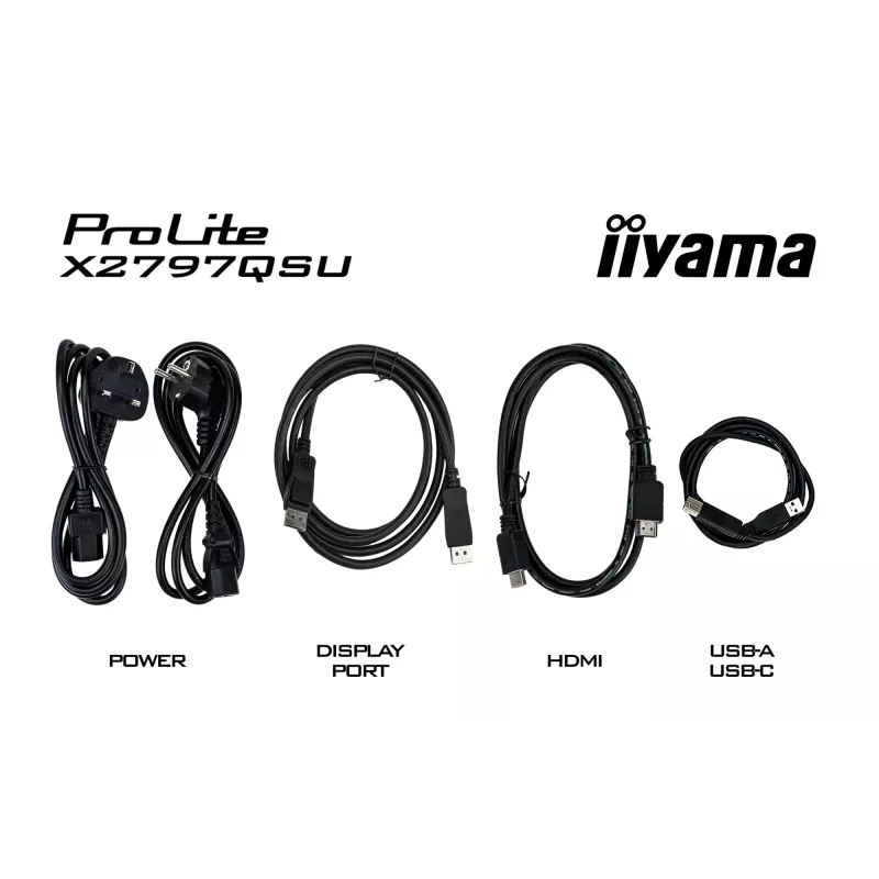 Datora monitors IIYAMA ProLite X2797QSU-B1 27 collas (68,6 cm) 2560×1440 IPS LED matēts, 1 ms, USB 3.2 centrmezgls, skaļruņi, VESA