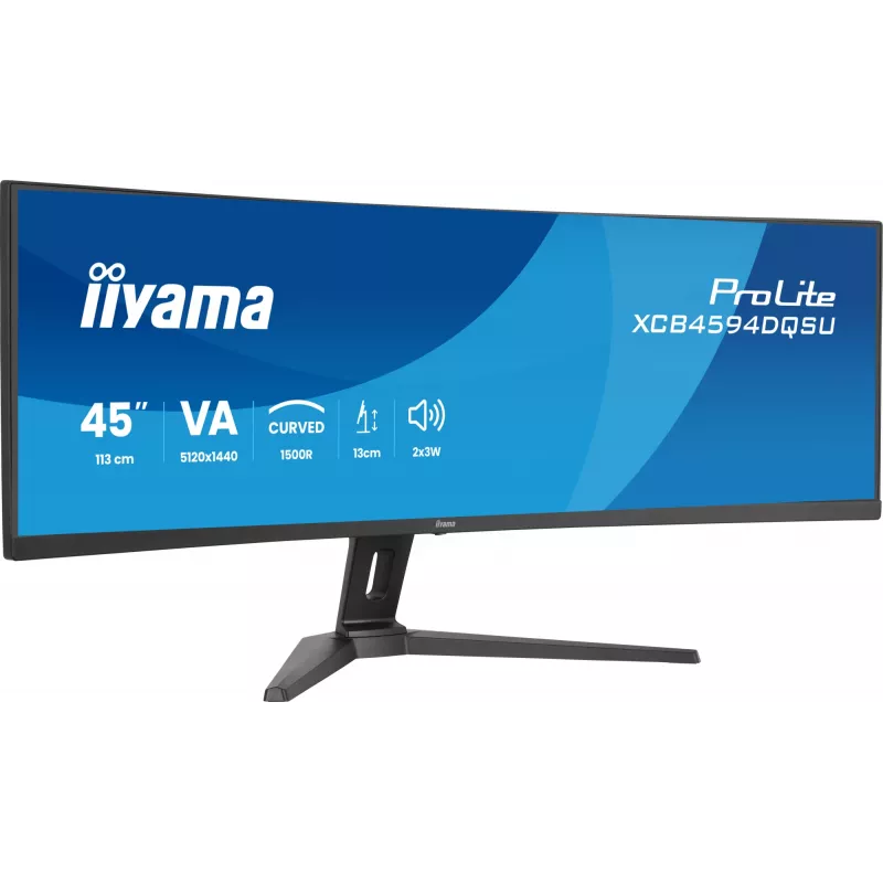 Datora monitors IIYAMA XCB4594DQSU-B1 44 collas (111,8 cm) izliekts Dual QHD 5120×1440 VA LED, 2 ms, USB-C, USB 3.2, VESA, skaļruņi