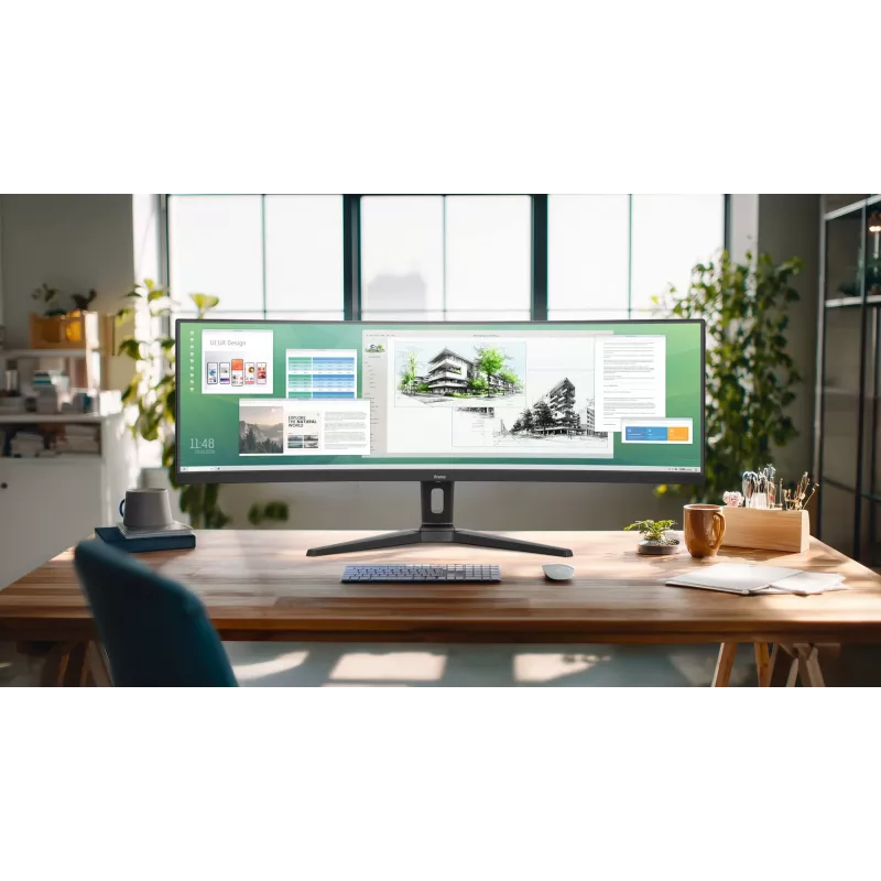Datora monitors IIYAMA XCB4594DQSU-B1 44 collas (111,8 cm) izliekts Dual QHD 5120×1440 VA LED, 2 ms, USB-C, USB 3.2, VESA, skaļruņi