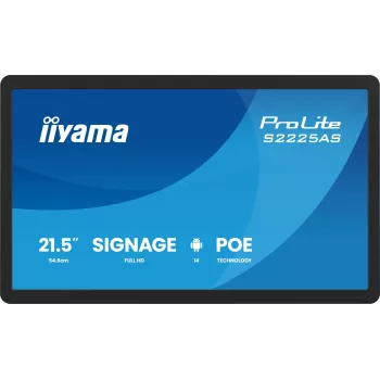 iiyama ProLite S2225AS-B1P digitālā izkārtne plakanais panelis 54,6 cm (21,5 collas) LCD Wi-Fi 500 cd/m² Full HD melns iebūvēts procesors Android 24/7