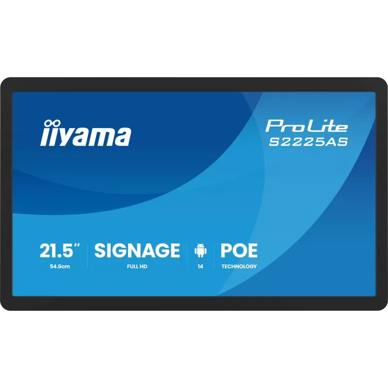 iiyama ProLite S2225AS-B1P digitālā izkārtne plakanais panelis 54,6 cm (21,5 collas) LCD Wi-Fi 500 cd/m² Full HD melns iebūvēts procesors Android 24/7