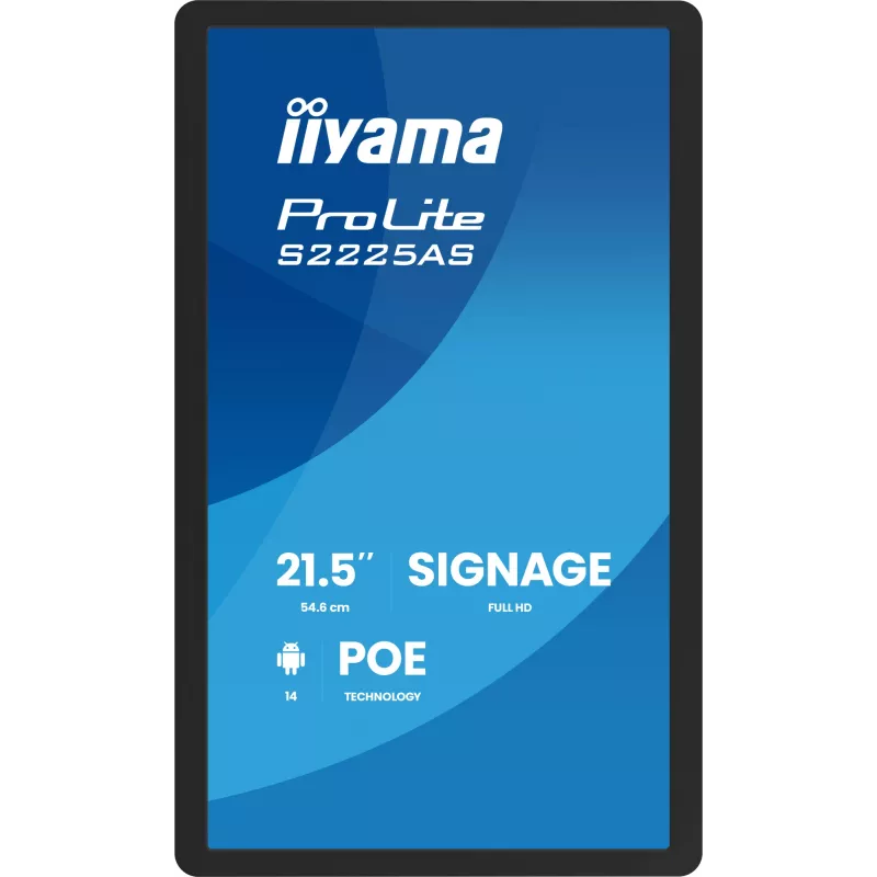 iiyama ProLite S2225AS-B1P digitālā izkārtne plakanais panelis 54,6 cm (21,5 collas) LCD Wi-Fi 500 cd/m² Full HD melns iebūvēts procesors Android 24/7