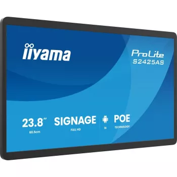 iiyama ProLite S2425AS-B1P digitālo izkārtņu plakanais panelis 60,5 cm (23,8 collas) LCD Wi-Fi 500 cd/m² Full HD melns iebūvēts procesors Android 24/7