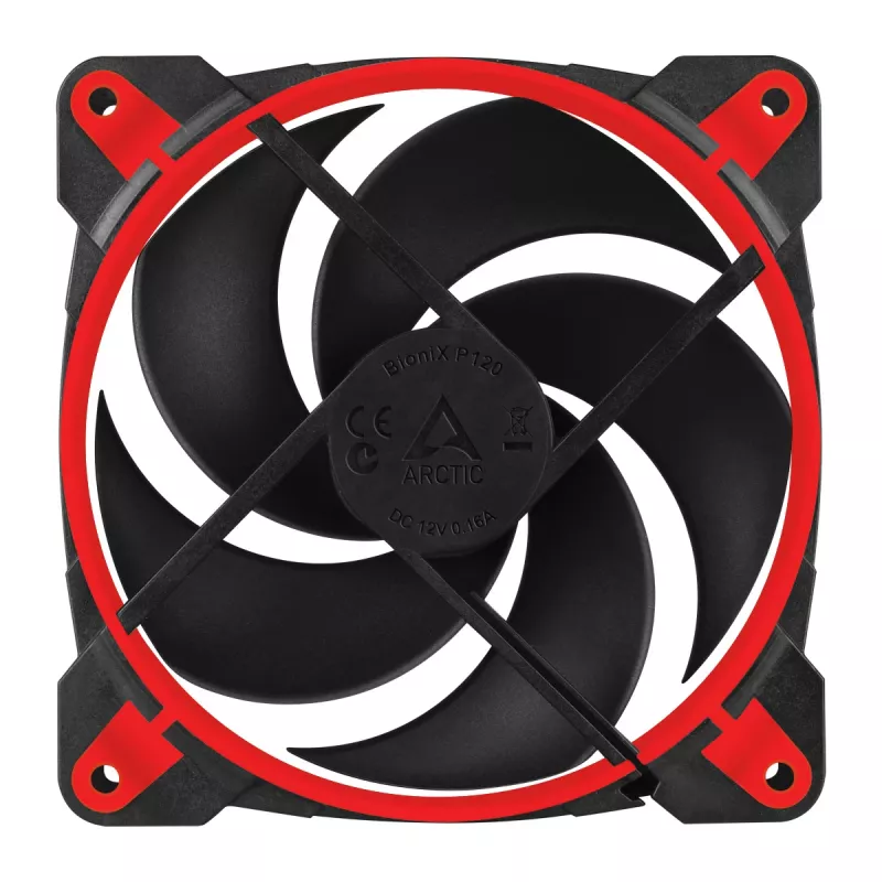 ARCTIC BioniX P120 (sarkans) – spiedienam optimizēts 120 mm spēļu ventilators ar PWM PST