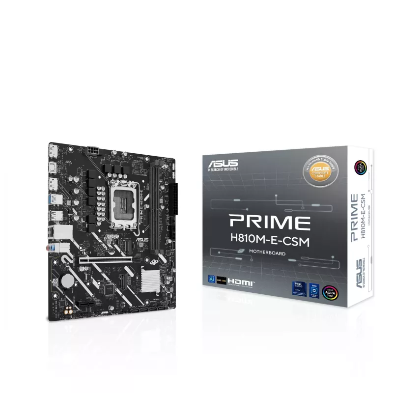 Mātesplate ASUS PRIME H810M-E-CSM LGA1851 Intel H810 mATX, 2×DDR5, 2×DisplayPort, 1×HDMI