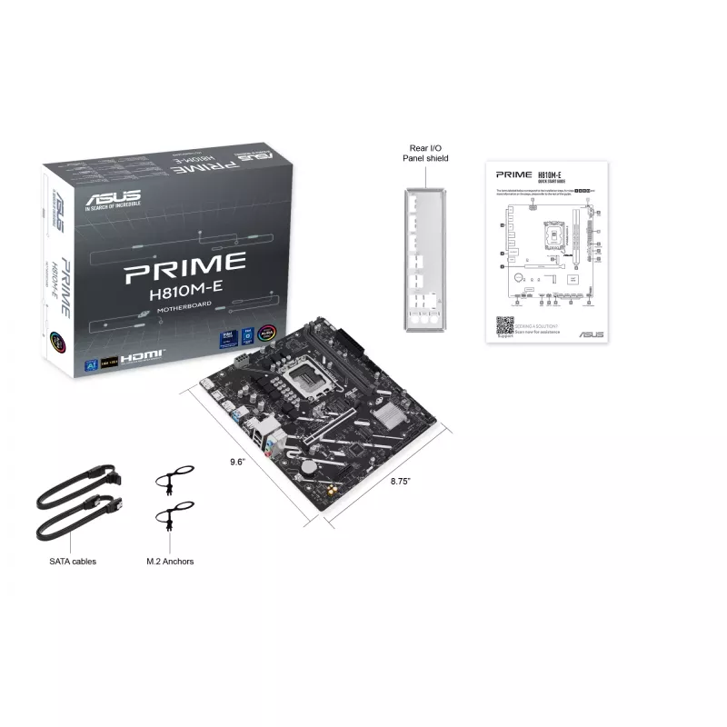 Mātesplate ASUS PRIME H810M-E-CSM LGA1851 Intel H810 mATX, 2×DDR5, 2×DisplayPort, 1×HDMI