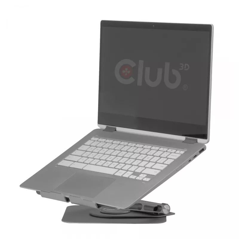 CLUB3D regulējams alumīnija klēpjdatora statīvs ar USB-C® centrmezglu, pelēks, 260 mm, 224 mm, 56 mm, 1,76 kg, 315 mm