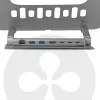 CLUB3D regulējams alumīnija klēpjdatora statīvs ar USB-C® centrmezglu, pelēks, 260 mm, 224 mm, 56 mm, 1,76 kg, 315 mm