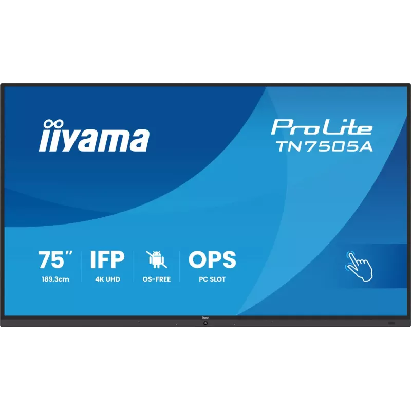 iiyama TN7505A-B1AG Signage Display Interaktīvs plakans panelis 189,3 cm (74,5 collas) 500 cd/m² 4K Ultra HD Melns Skārienekrāns