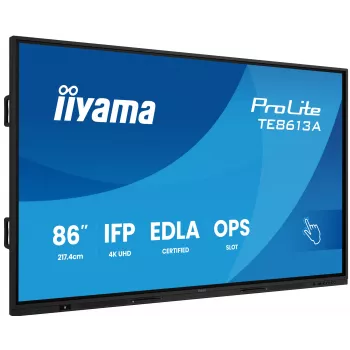 Interaktīvais plakanā ekrāna displejs IIYAMA TE8613A-B2AG 85.6 collas (2.17 m) 4K UHD, 500 cd/m², Wi‑Fi, Android, 24/7