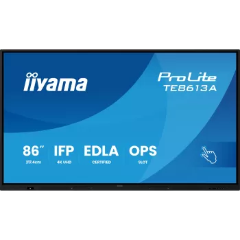 Interaktīvais plakanā ekrāna displejs IIYAMA TE8613A-B2AG 85.6 collas (2.17 m) 4K UHD, 500 cd/m², Wi‑Fi, Android, 24/7