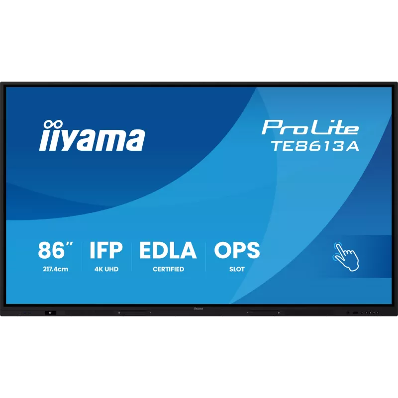 Interaktīvais plakanā ekrāna displejs IIYAMA TE8613A-B2AG 85.6 collas (2.17 m) 4K UHD, 500 cd/m², Wi‑Fi, Android, 24/7