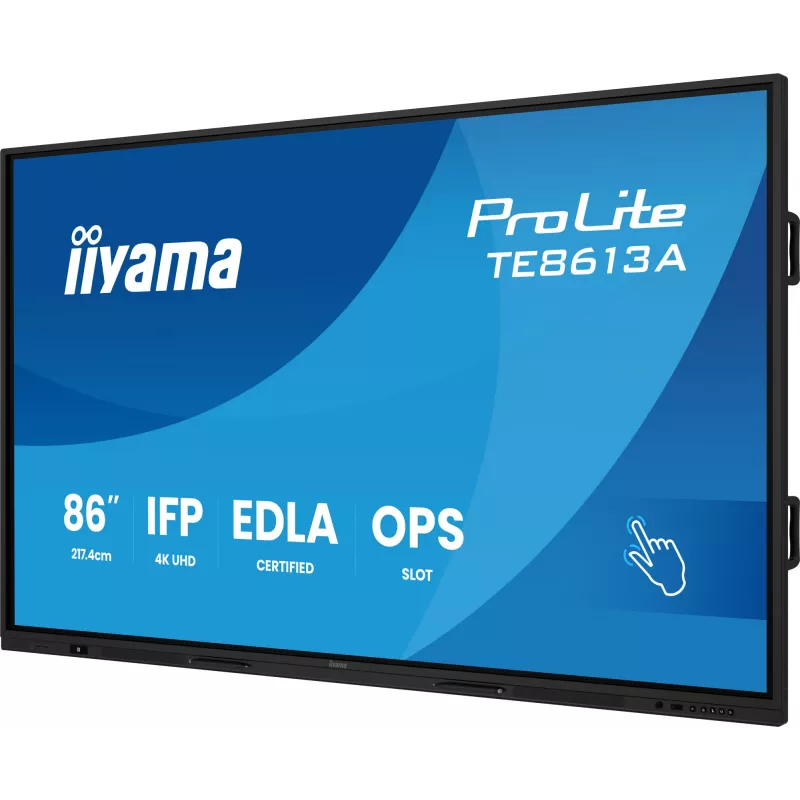 Interaktīvais plakanā ekrāna displejs IIYAMA TE8613A-B2AG 85.6 collas (2.17 m) 4K UHD, 500 cd/m², Wi‑Fi, Android, 24/7