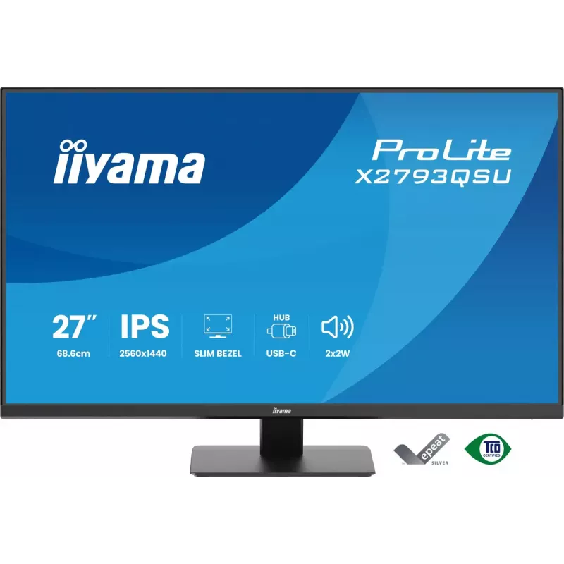 27 collu IIYAMA ProLite X2793QSU-B1 Quad HD 2560x1440 IPS LED monitors, 1 ms, USB centrmezgls, skaļruņi, VESA