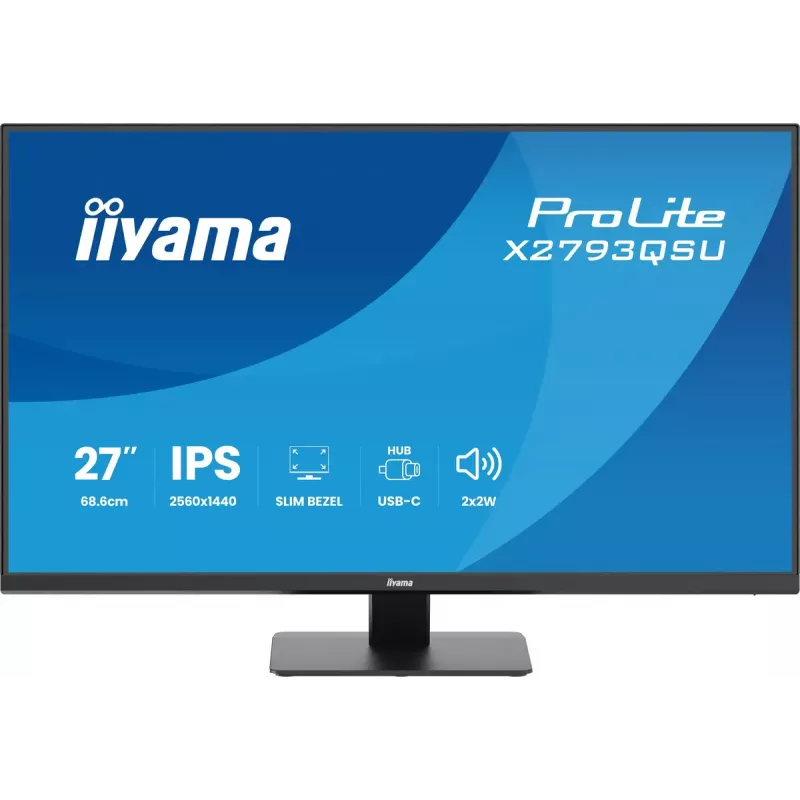 27 collu IIYAMA ProLite X2793QSU-B1 Quad HD 2560x1440 IPS LED monitors, 1 ms, USB centrmezgls, skaļruņi, VESA