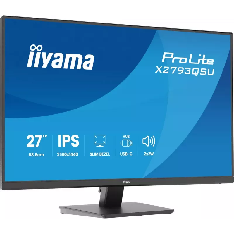 27 collu IIYAMA ProLite X2793QSU-B1 Quad HD 2560x1440 IPS LED monitors, 1 ms, USB centrmezgls, skaļruņi, VESA