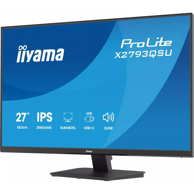 27 collu IIYAMA ProLite X2793QSU-B1 Quad HD 2560x1440 IPS LED monitors, 1 ms, USB centrmezgls, skaļruņi, VESA