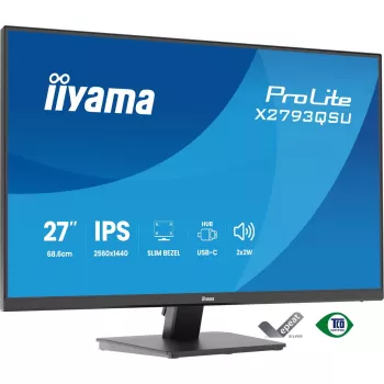 27 collu IIYAMA ProLite X2793QSU-B1 Quad HD 2560x1440 IPS LED monitors, 1 ms, USB centrmezgls, skaļruņi, VESA