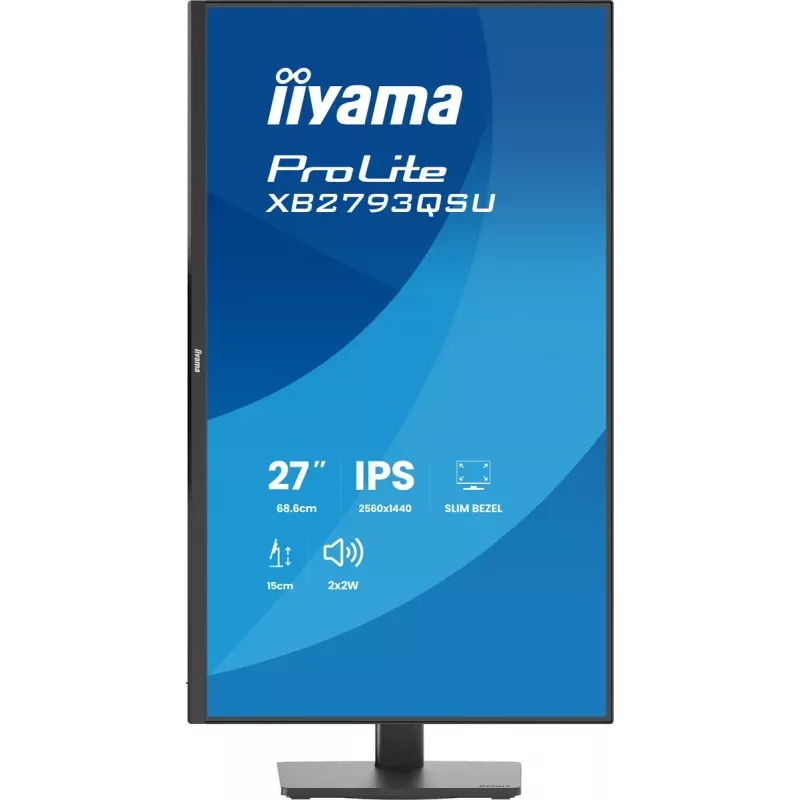 Monitors IIYAMA ProLite XB2793QSU-B1 27 collas (68,6 cm) IPS LED Quad HD 2560x1440, matēts, USB centrmezgls, skaļruņi, VESA, augstuma regulēšana, melns