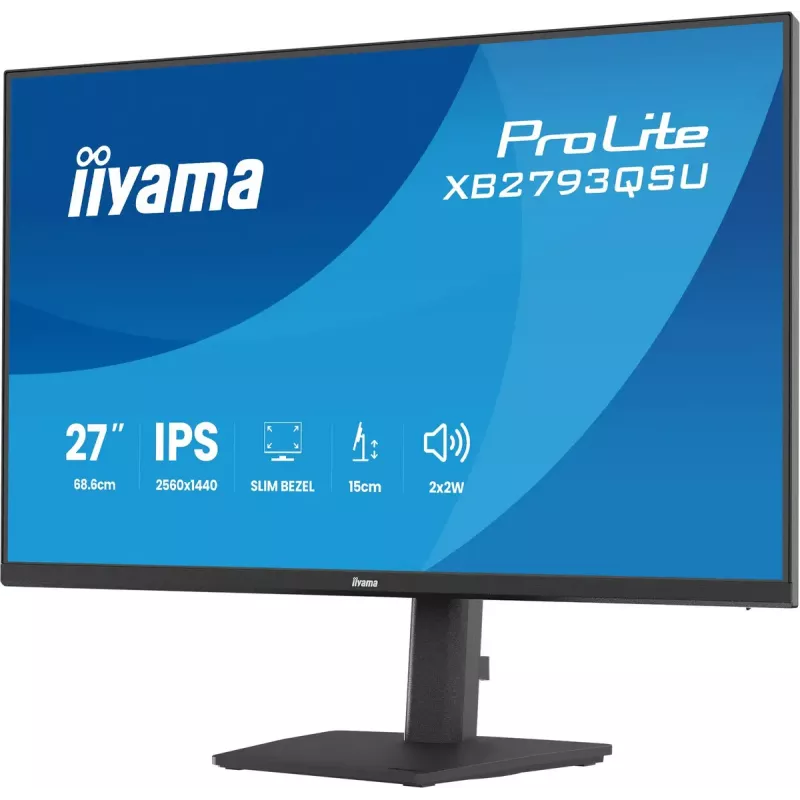 Monitors IIYAMA ProLite XB2793QSU-B1 27 collas (68,6 cm) IPS LED Quad HD 2560x1440, matēts, USB centrmezgls, skaļruņi, VESA, augstuma regulēšana, melns