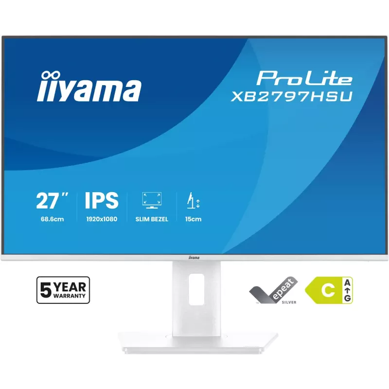 iiyama ProLite XB2797HSU-W1 datora monitors 68,6 cm (27 collas) 1920 x 1080 pikseļi Full HD LED Balts