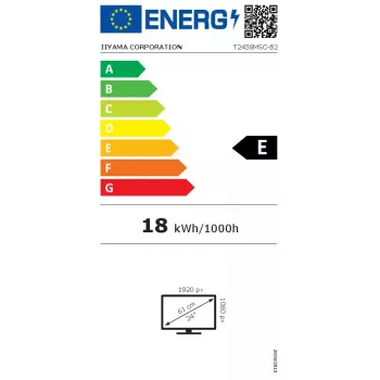 iiyama ProLite T2438MSC-B2 datora monitors 60,5 cm (23,8 collas) 1920 x 1080 pikseļi Full HD LED skārienekrāns Melns