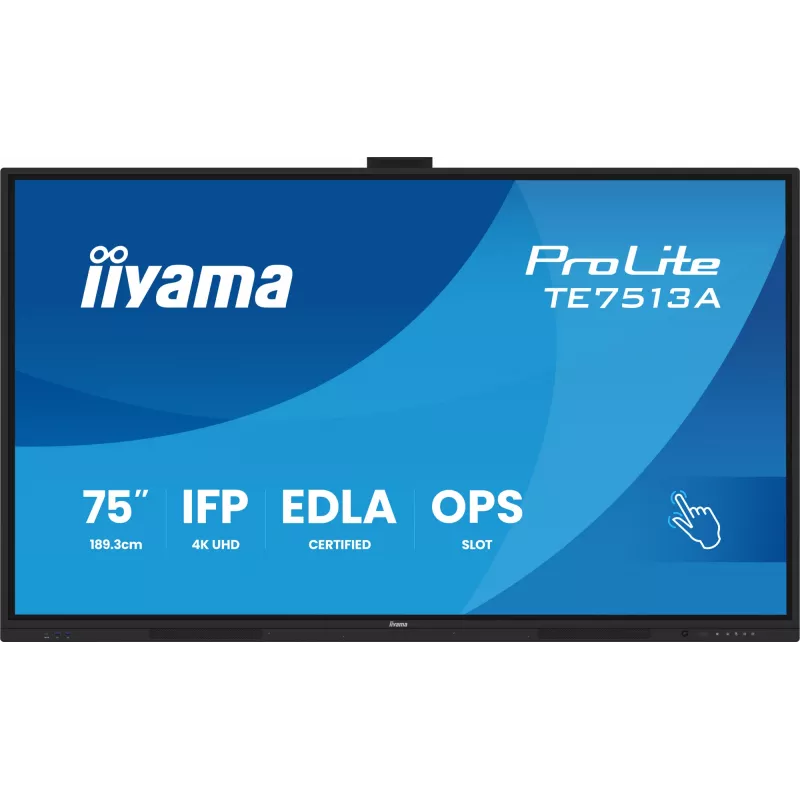 Interaktīvais plakanais panelis IIYAMA TE7513A-B2AG 75 collu 4K UHD skārienekrāns, 500 cd/m², Wi‑Fi, Android, 24/7