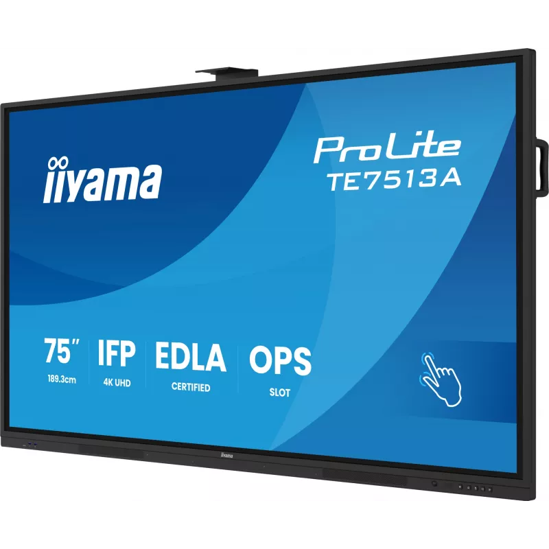 Interaktīvais plakanais panelis IIYAMA TE7513A-B2AG 75 collu 4K UHD skārienekrāns, 500 cd/m², Wi‑Fi, Android, 24/7
