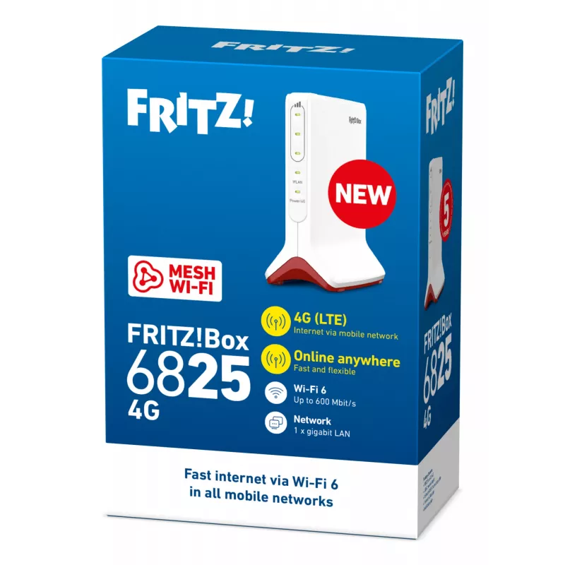 Box FRITZ 6825 4G bezvadu maršrutētājs Gigabit Ethernet vienas joslas (2,4 GHz) balts