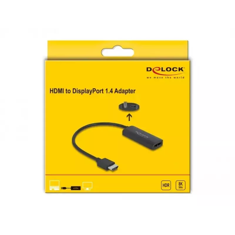DeLOCK adapteris HDMI-A vīrišķais – DisplayPort sievišķā 8K 0,18 m