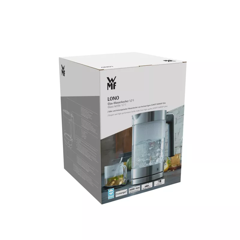 WMF Lono 0413150011 elektriskā tējkanna 1,7 L 3000 W Hromēta, Caurspīdīga