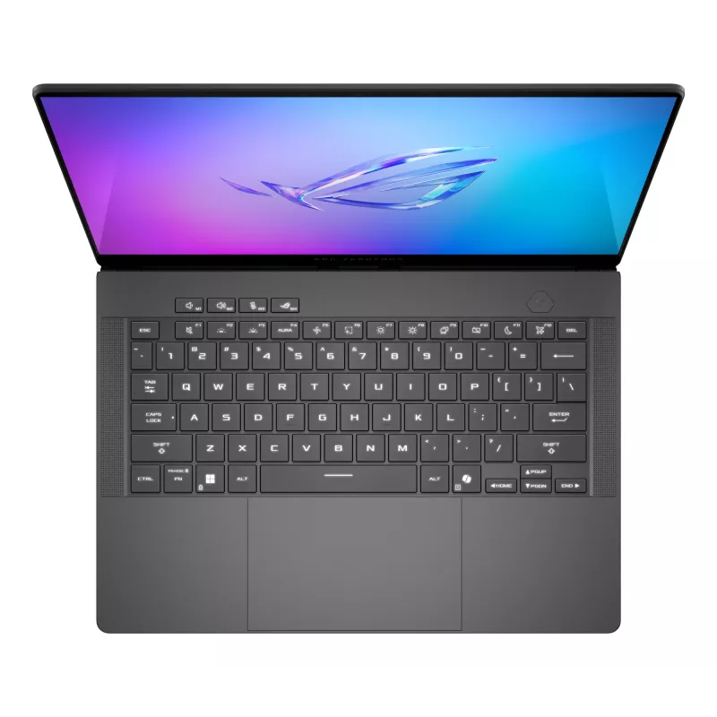 ASUS ROG Zephyrus G14 GA403WR-QS152W AMD Ryzen AI 9 HX 370 klēpjdators 35,6 cm (14 collas) WQXGA+ 64 GB LPDDR5x-SDRAM 2 TB SSD NVIDIA GeForce RTX 5070 Ti Wi-Fi 7 (802.11be) Windows 11 Home vācu melns, pelēks