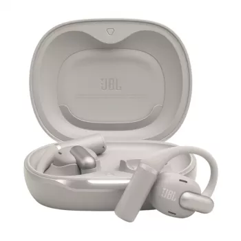 Headset JBL Sense Pro TWS ausu āķis zvaniem un mūzikai, 20–40 000 Hz, USB‑C uzlādes statīvs, pelēks, 95,2 g