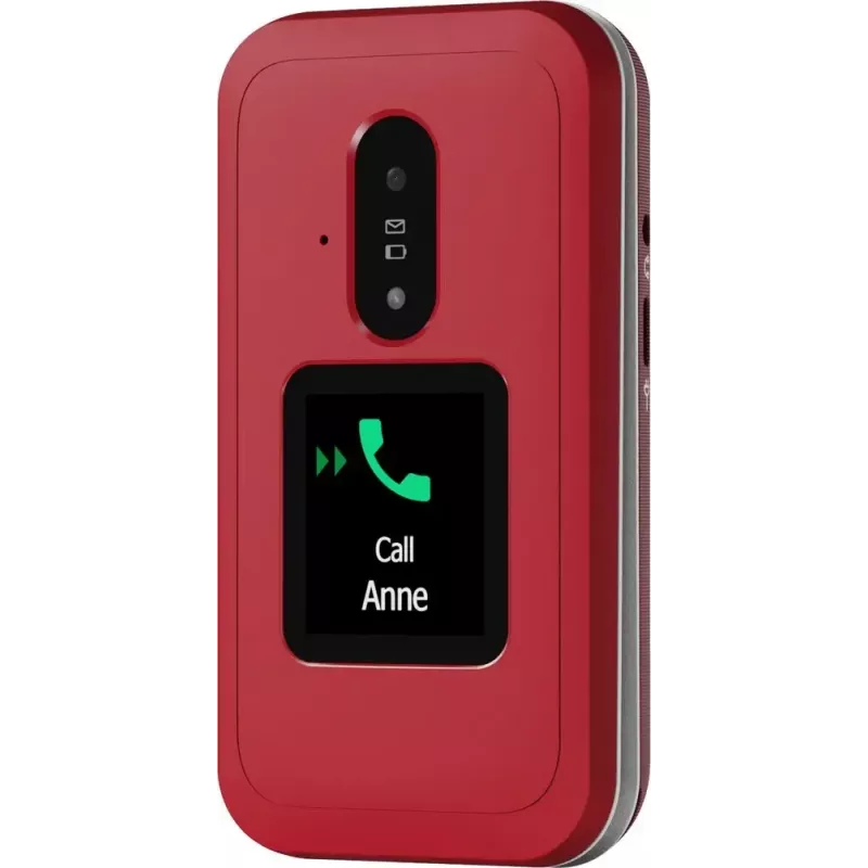Feature phone Doro Leva E30 clamshell, 2.8 inch (7.11 cm) 320x240, Single SIM, 0.3 MP camera, 1150 mAh, IP55, Red/balta