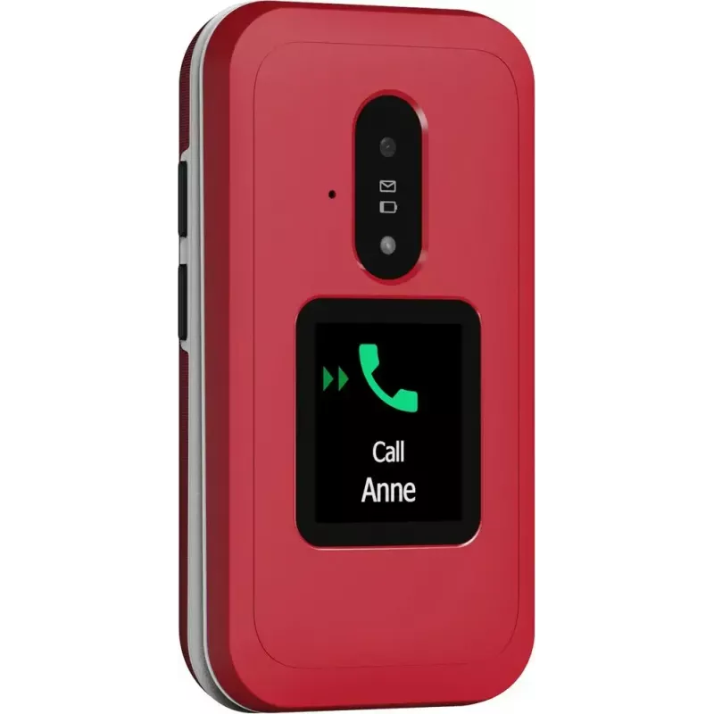 Feature phone Doro Leva E30 clamshell, 2.8 inch (7.11 cm) 320x240, Single SIM, 0.3 MP camera, 1150 mAh, IP55, Red/balta