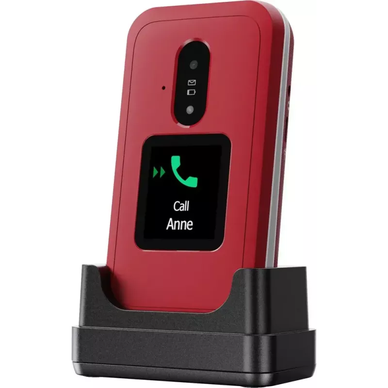 Feature phone Doro Leva E30 clamshell, 2.8 inch (7.11 cm) 320x240, Single SIM, 0.3 MP camera, 1150 mAh, IP55, Red/balta