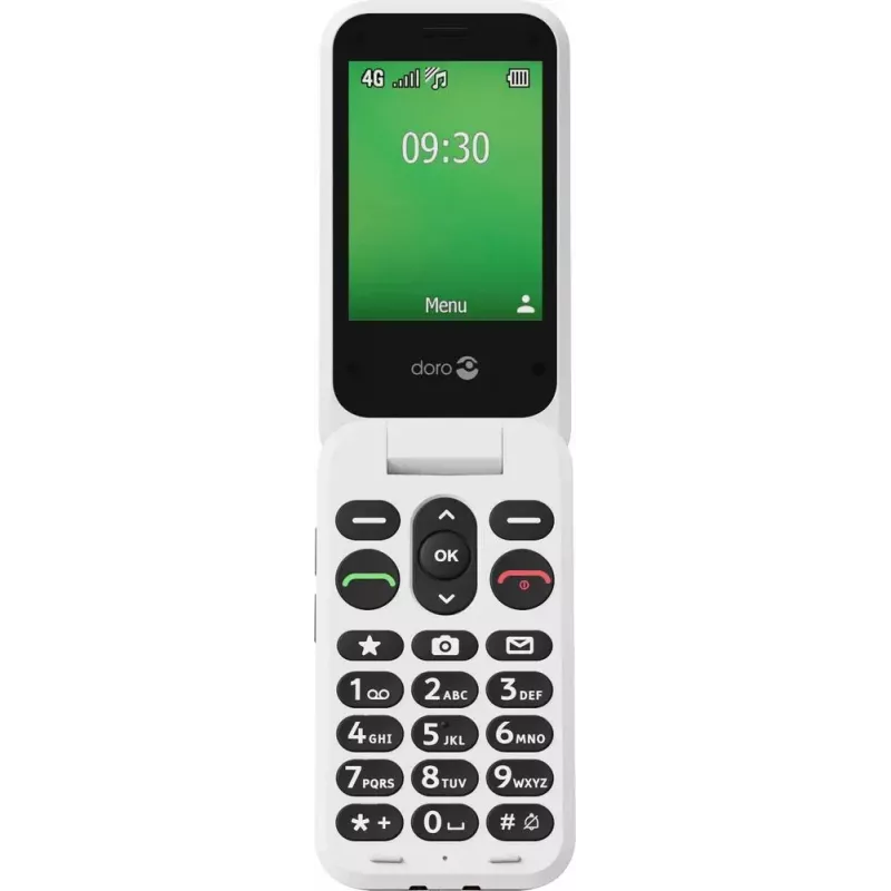 Feature phone Doro Leva E30 clamshell, 2.8 inch (7.11 cm) 320x240, Single SIM, 0.3 MP camera, 1150 mAh, IP55, Red/balta