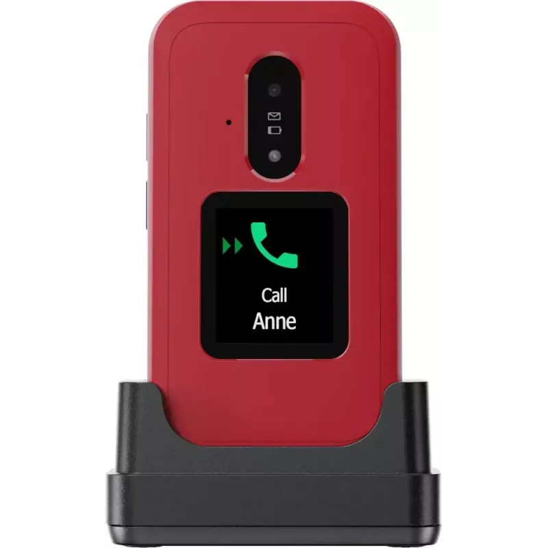 Feature phone Doro Leva E30 clamshell, 2.8 inch (7.11 cm) 320x240, Single SIM, 0.3 MP camera, 1150 mAh, IP55, Red/balta