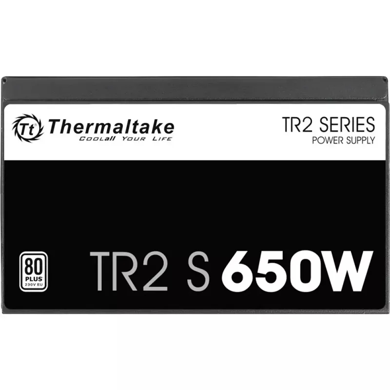 Barošanas bloks Thermaltake TR2 S 650W — ATX, 20+4 kontaktu, 80 PLUS, 120 mm ventilators, melns