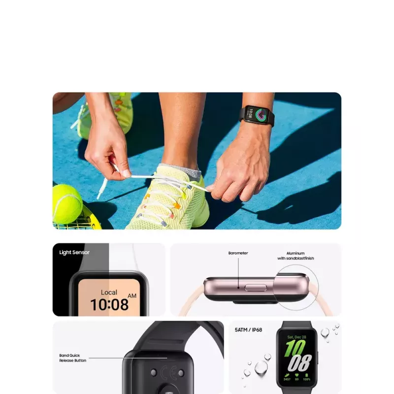 Samsung Galaxy Fit3 4.06 cm (1.6 collas) AMOLED 40 mm Digitāls 256 x 402 pikseļi Skārienekrāns Sudrabs