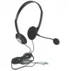 Manhattan Stereo On-Ear Headset (3.5mm), Mikrofona izlice, Iebūvēta skaļuma regulēšana, Putuplasta ausu spilventiņi, Standarta 2x 3.5mm stereo ligzda/spraudnis audio/mikrofona lietošanai, Kabelis 2m, Melns, Trīs gadu garantija