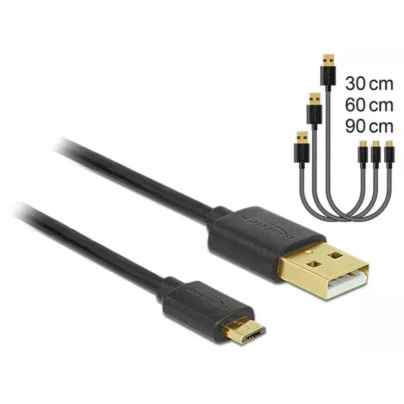 USB kabelis DeLOCK 83680 USB 2.0 USB A Micro-USB B Melns