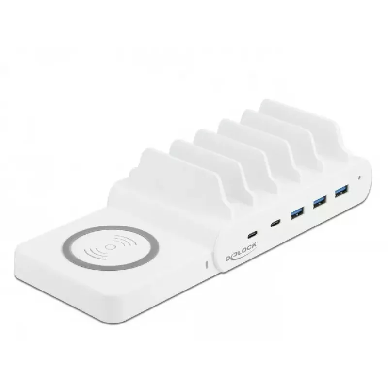 Brīvi stāvošs lādētājs DeLOCK USB un bezvadu lādētājs 2 x USB Type-C PD + 3 x USB Type-A ar 110 W