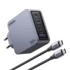 Ugreen Nexode Pro 160W GaN lādētājs ar USB-C kabeli, universāls, melns, pelēks, maiņstrāva, ātrā uzlāde, iekštelpām