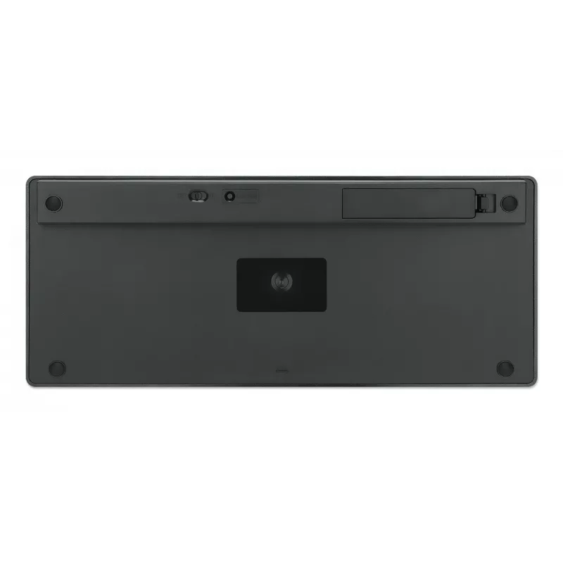 Manhattan Ultra plāns Dual-Mode bezvadu tastatūra, vācu QWERTZ izkārtojums, Bluetooth (v3.0) un bezvadu (2.4 GHz), 78 zema profila šķērveida taustiņi, automātiska enerģijas pārvaldība, darbības rādiuss 10 m, USB-A mikro uztvērējs, AAA baterija (iekļauta), Windows un Mac, trīs gadu garantija