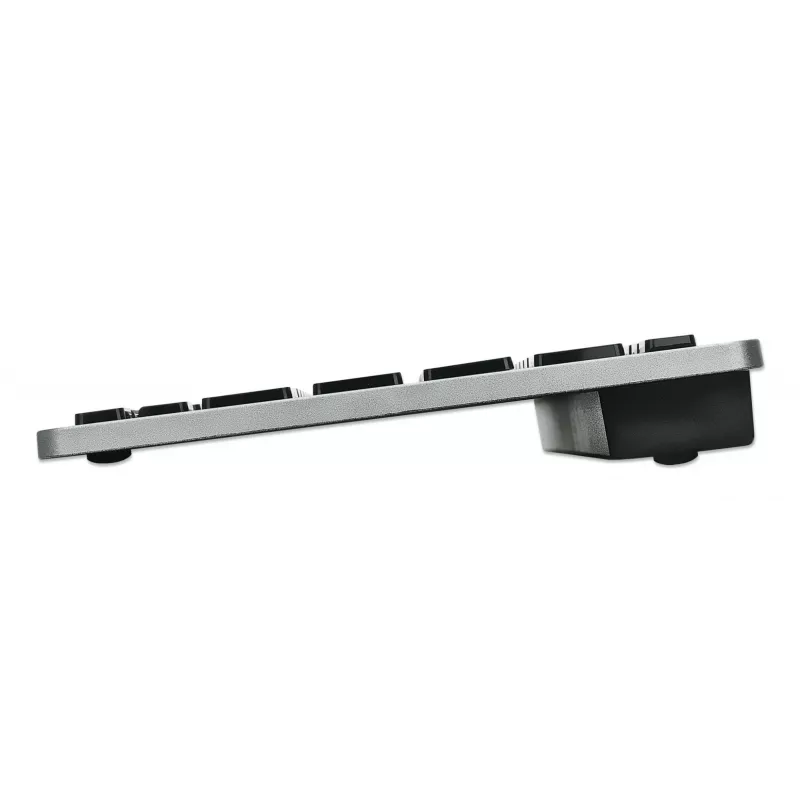 Manhattan Ultra plāns Dual-Mode bezvadu tastatūra, vācu QWERTZ izkārtojums, Bluetooth (v3.0) un bezvadu (2.4 GHz), 78 zema profila šķērveida taustiņi, automātiska enerģijas pārvaldība, darbības rādiuss 10 m, USB-A mikro uztvērējs, AAA baterija (iekļauta), Windows un Mac, trīs gadu garantija