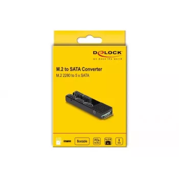 DeLOCK pārveidotājs M.2 2280 Key B+M vīr. uz 5 x SATA ar dzesētāju