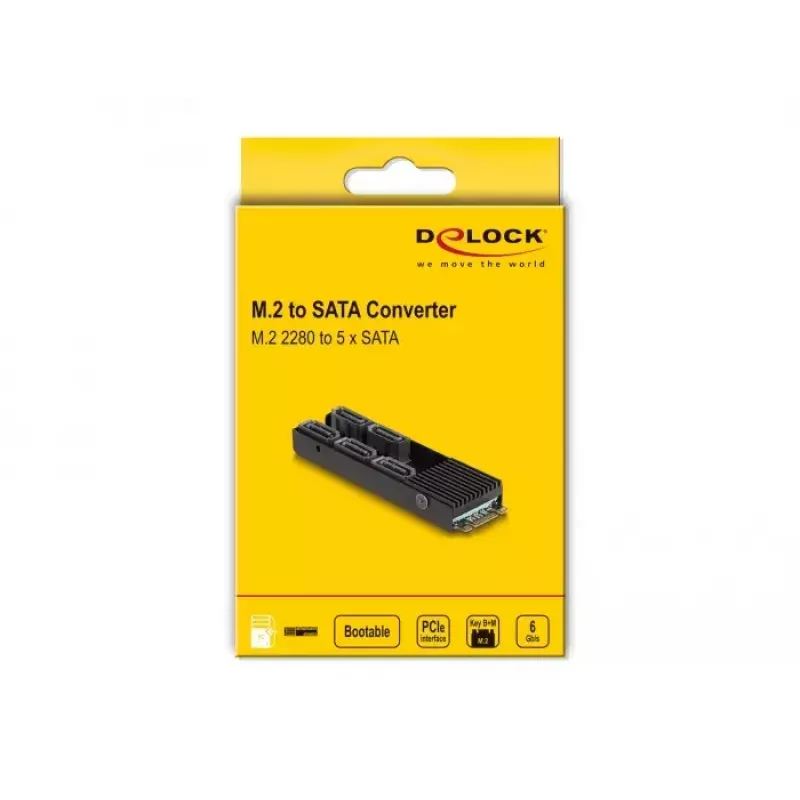 DeLOCK pārveidotājs M.2 2280 Key B+M vīr. uz 5 x SATA ar dzesētāju