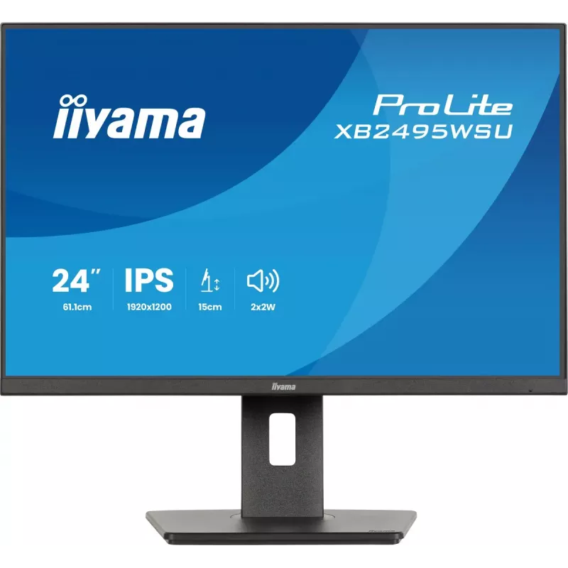 Monitors IIYAMA ProLite XB2495WSU-B1 24,1 collas (61,2 cm) 1920×1200 IPS Full HD, 4 ms, USB 3.2 centrmezgls, augstumā regulējams, skaļruņi